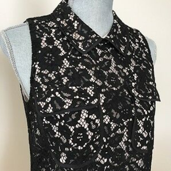 NWT J.crew Black Lace Peter Pan Collar Cargo Pocketed Cocktail Dress | tall sz 4 - Picture 6 of 16